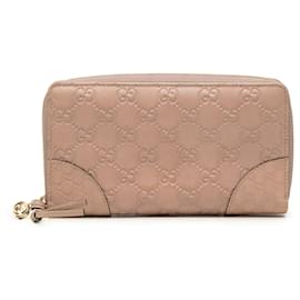 Gucci Guccissima Bree Zip Around Long Wallet Rosa