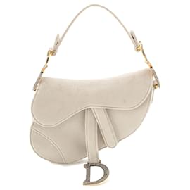 Borsa Saddle Satchel Dior Mini in velluto grigio con dettagli in cristallo