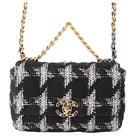 Borsa Chanel Medium Tweed 19 Flap Satchel Nera