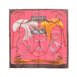 Hermès Carré 140 "Projets Carres au Crayon" Foulard di seta in Rosa