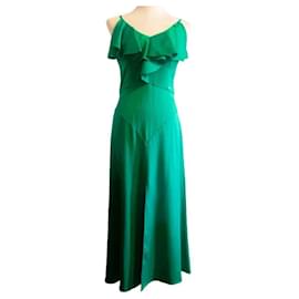 Prachtvolles smaragdgrünes MARCIANO Maxikleid mit Rüschen