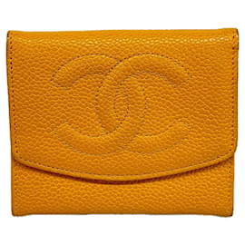 Monedero Chanel de piel de becerro granulada naranja