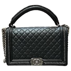 Chanel Boy Bag Medium Size Schwarzes Leder