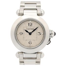 Cartier Pasha de Damenarmbanduhr aus Edelstahl