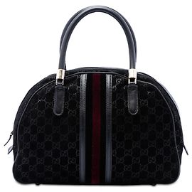Borsa a mano Gucci Black GG Suede Web Dome