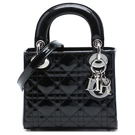 Dior Black Mini Patent Cannage Lady Dior