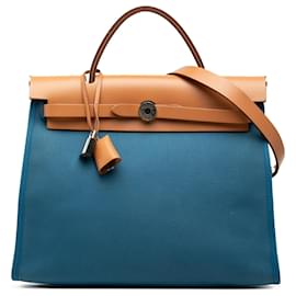 Hermès Blue Toile Herbag Zip 31