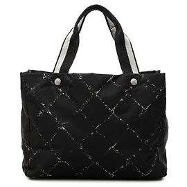 Borsa Tote Chanel Black Old Travel Line Nylon