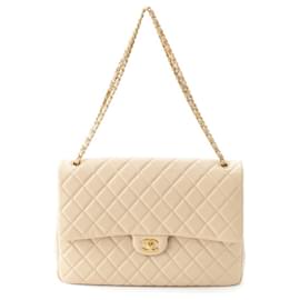Chanel Beige XXL Quilted Lambskin Single Flap