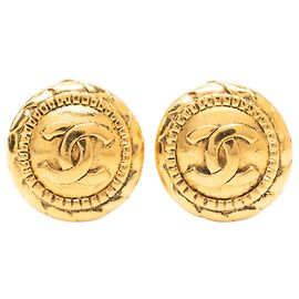 Orecchini a clip rotondi placcati oro Chanel Gold CC