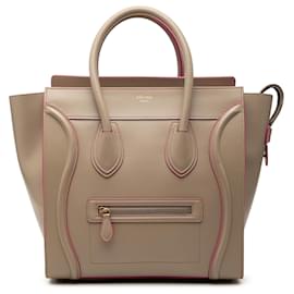 Céline Celine Mini Luggage Tote in pelle di vitello liscia Beige