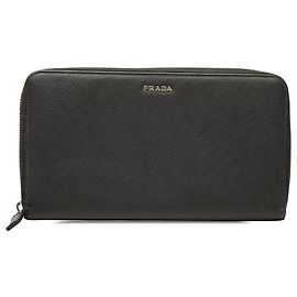 Cartera larga Prada Black Saffiano con cremallera