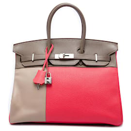 Hermès Pink Tricolor Clemence and Swift Birkin Cascade Retourne 35