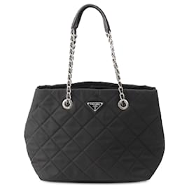 Tote Convertible Aperta Prada Black Impuntu Tessuto