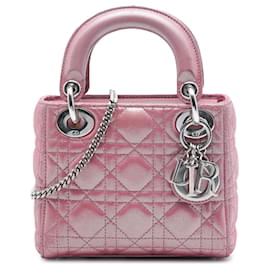 Dior Pink Mini Iridescent Lambskin Cannage Lady Dior