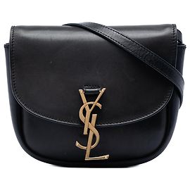 Saint Laurent Borsa a Tracolla Kaia Small in Pelle Nera con Monogramma