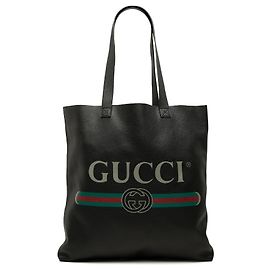 Gucci Black Calfskin Logo Tote