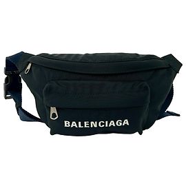 Borsa a cintura Balenciaga in nylon nero con logo Wheel
