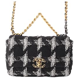 Chanel Black Medium Tweed 19 Flap