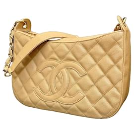 Borsa Chanel 19 Small Beige Caviar Leather