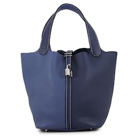 Borsa Hermes Picotin Lock MM in Bleu Saphir - Hermès