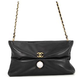 Chanel Black Leather Chain Shoulder Bag