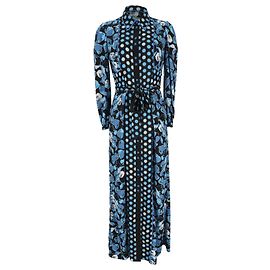 Abito maxi Joshua a stampa floreale Diane Von Furstenberg in poliestere blu
