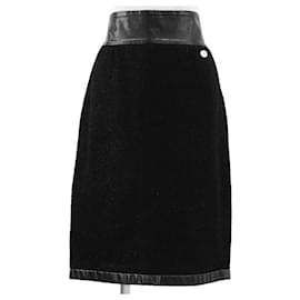 Gonna Chanel in misto tweed, cotone, seta e pelle di vitello