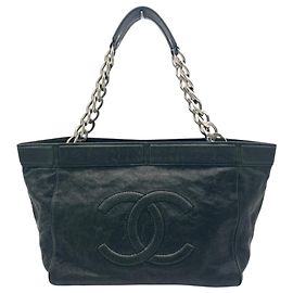 Borsa Tote con catena Chanel in pelle di vitello martellata nera