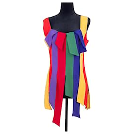 Moschino the Nanny top multicolorido com franjas 1990s - Moschino Cheap And Chic