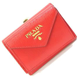 Prada Tri-fold Geldbörse 1MH021 aus rotem Leder