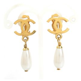 Orecchini a clip Chanel Oro e Bianco
