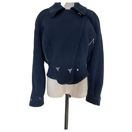Thierry Mugler Casaco curto de lã azul marinho