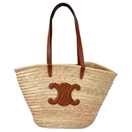 CELINE Borsa Cesto Grande Triomphe in Rafia x Pelle - Céline