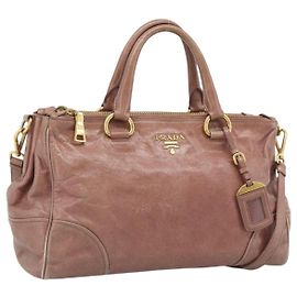 Borsa a mano PRADA in pelle 2way Pink Gold Auth 195564A