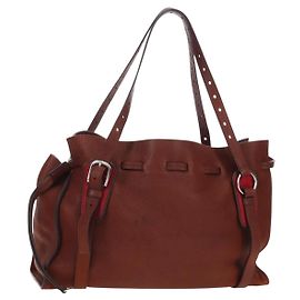 Miu Miu Tote Bag Leder Braun Silber authentisch am12225V