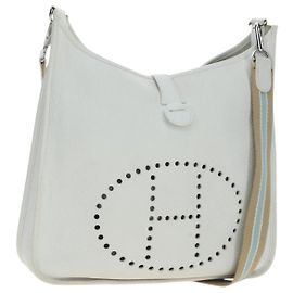 Hermès Borsa a tracolla HERMES Evelyn 1GM in pelle bianca argento Auth 195640SAM