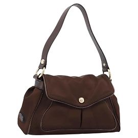 Céline Borsa a mano CELINE Nylon Brown Gold Auth 196564
