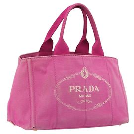Borsa PRADA Canapa MM Canvas Rosa Oro Auth 194294