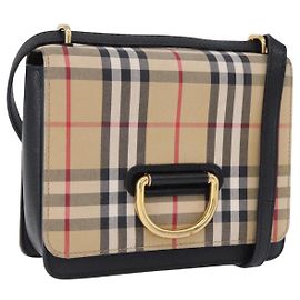 Bolso de hombro BURBERRY Nova Check Canvas Beige Gold Auth ka5594