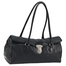 Borsa a tracolla PRADA in pelle nera argento Auth 195224V - Prada