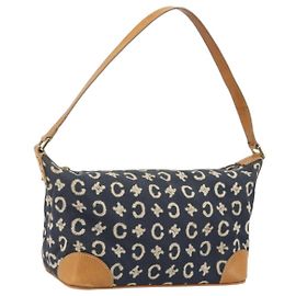 Céline Borsa a tracolla CELINE C Macadam Canvas Blue Gold Auth bs36746