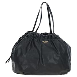 PRADA Handtasche mit seitlichem Band aus Leder Schwarz Gold BR4240 Auth am12234V - Prada