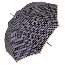 CELINE C Macadam Canvas Umbrella Nylon White Gold Auth 193721M - Céline