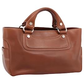 Borsa a mano CELINE Boogie Bag in pelle marrone argento Auth BA14938A - Céline