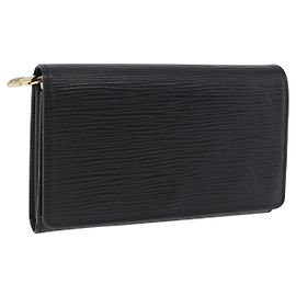 LOUIS VUITTON Epi Porte Monnaie Billets Tresor Wallet Black M61730 Auth 194463A