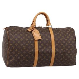 LOUIS VUITTON Monogram Keepall 55 Boston Bag M41424 LV Auth ka5627