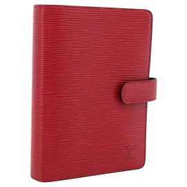 LOUIS VUITTON Epi Agenda MM Terminplaner-Cover Rot R20047 LV Auth bs36417
