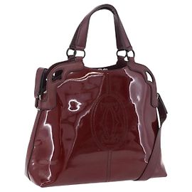 Borsa a mano CARTIER Marcello de Cartier Pelle verniciata 2way Bordeaux Auth bs36593A