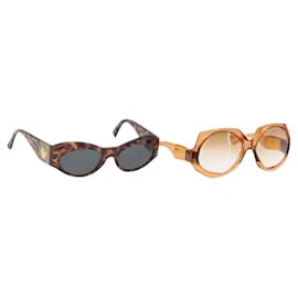 VERSACE Saint Laurent Sonnenbrillen Kunststoff 2er Set Braun Auth bs36784 - Versace